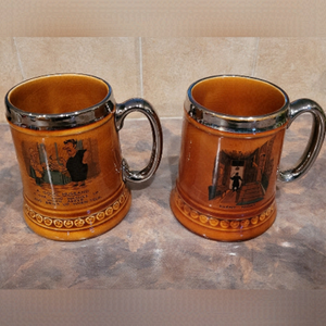 VINTAGE LORD NELSON POTTERY Bundle "Good Husband" "Silent Night" Steins, 1970/72